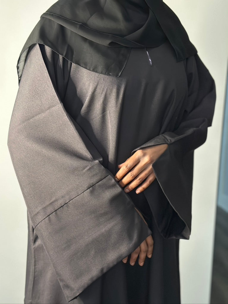 BLACK CLOSED LINEN ABAYA