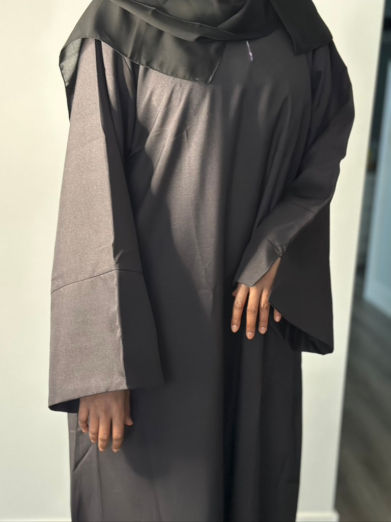 BLACK CLOSED LINEN ABAYA