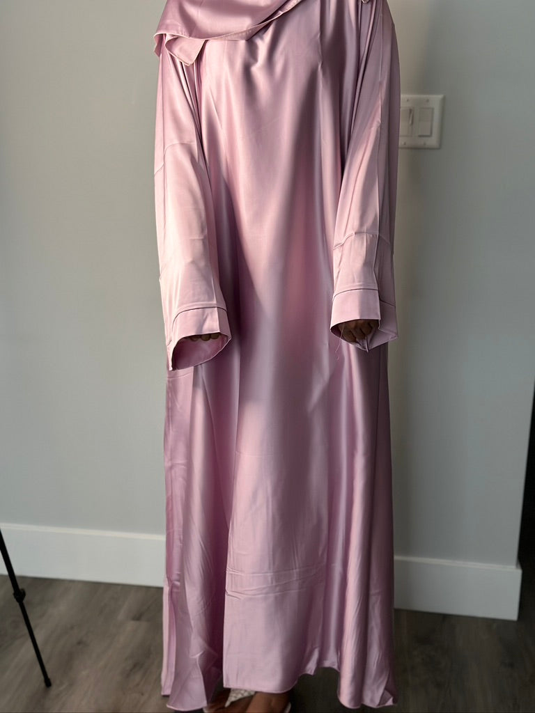 PINK CLOSED SATIN ABAYA