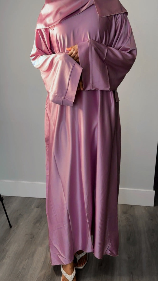 PINK CLOSED SATIN ABAYA