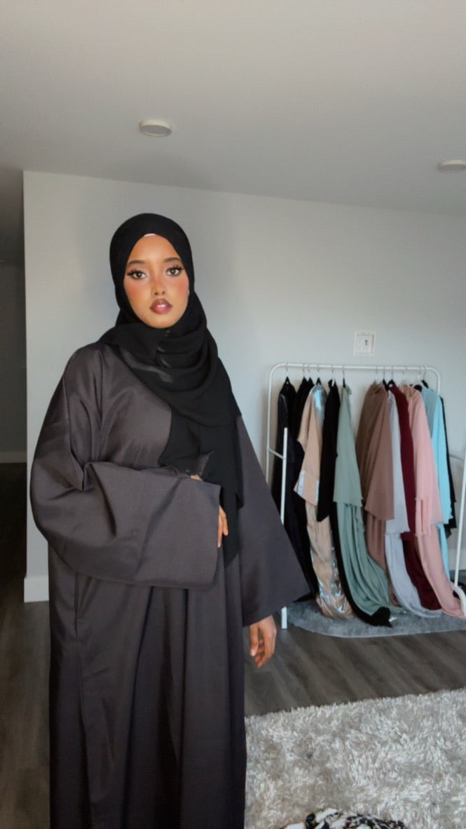 BLACK CLOSED LINEN ABAYA