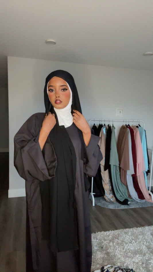 BLACK CLOSED LINEN ABAYA