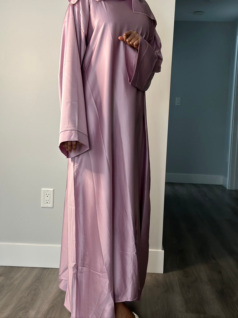 PINK CLOSED SATIN ABAYA