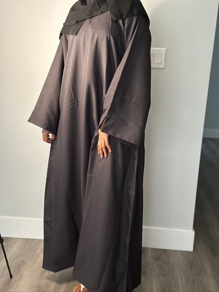 BLACK CLOSED LINEN ABAYA